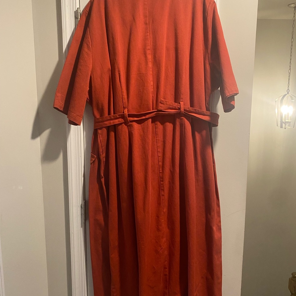 ❤️ASOS Curve denim double breasted midi dress with short sleeve in rust US24. - Picture 4 of 4